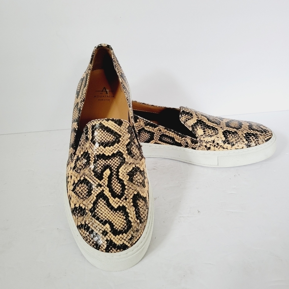 NEW Aquatalia Slip On Loafers Python Leather Snake Shoe Size 7.5